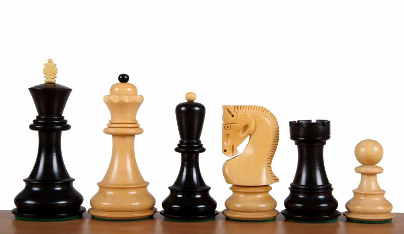 Pièces d'échecs Zagreb en bois de buis teinté et naturel - Taille 3,50''