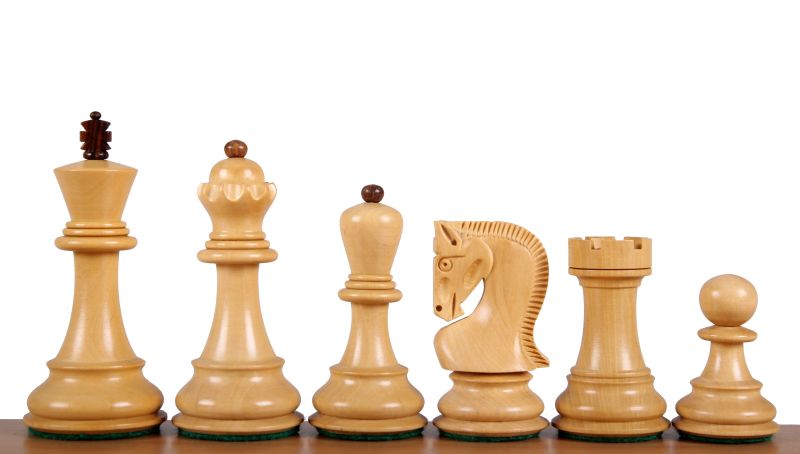 Pièces d'échecs Zagreb en bois d'acacia et de buis - Taille 3,50''