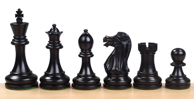 Pièces d'échecs Executive en bois de buis teinté et naturel - Taille 3,75''