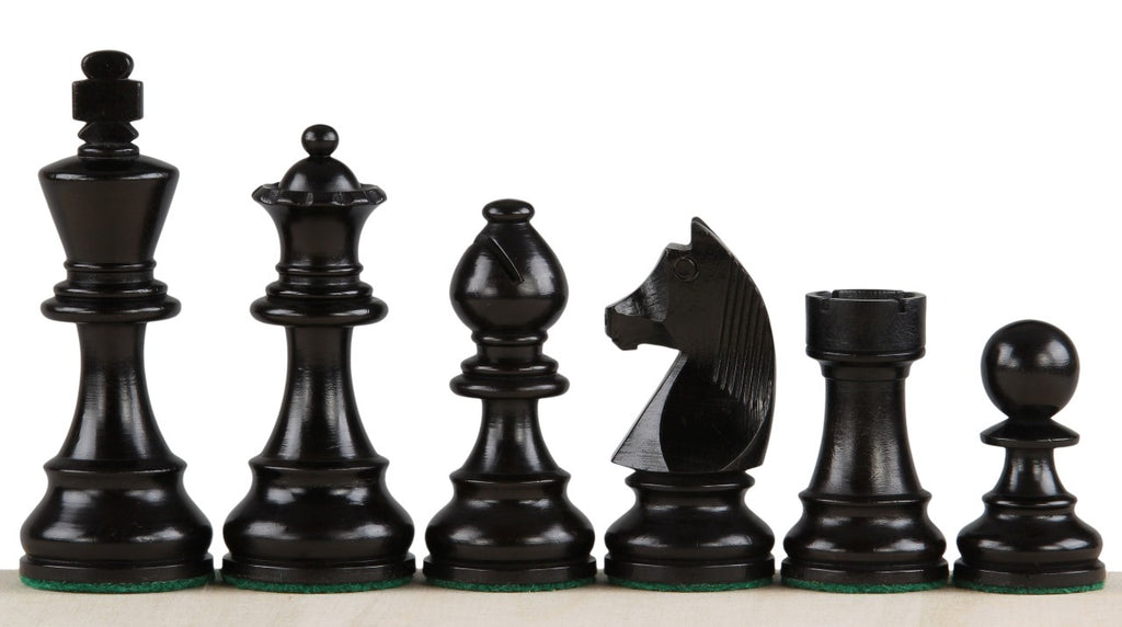Pièces d'échecs German Knight en bois de buis teinté et naturel - Taille 3,50''
