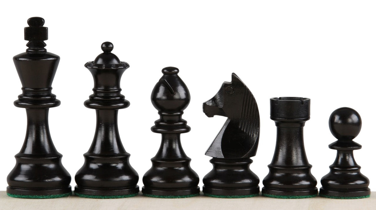 Pièces d'échecs German Knight en bois de buis teinté et naturel - Taille 3,50''