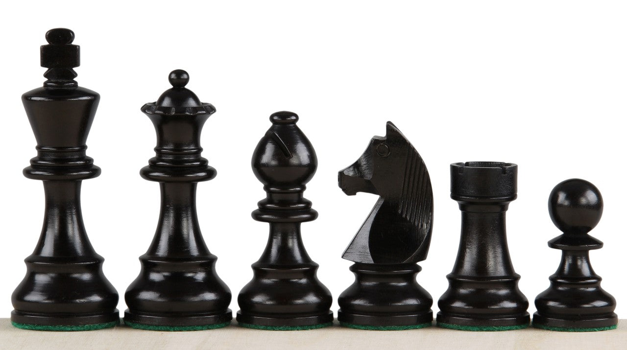 Pièces d'échecs German Knight en bois de buis teinté et naturel - Taille 3,50''