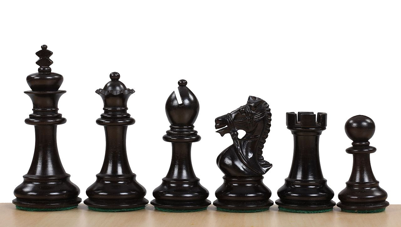 Pièces d'échecs King's Bridal en bois de buis naturel et teinté - Taille 3,50''