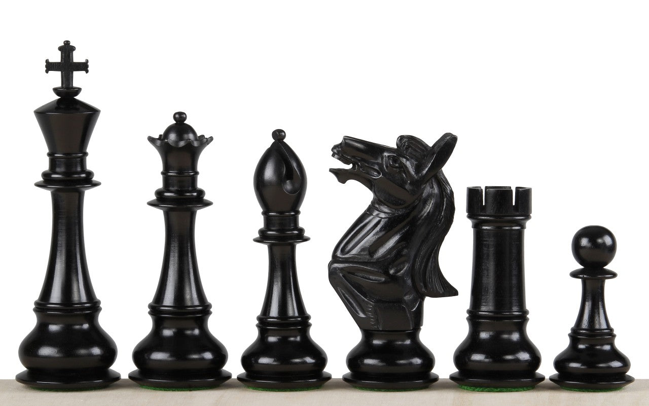 Pièces d'échecs NAPOLEON Ebony en bois d'ébène et de buis - Taille 6,00''