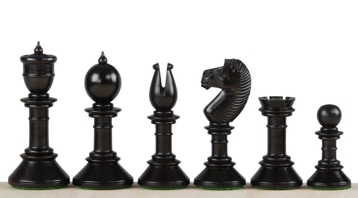 Pièces d'échecs Northern Upright en bois de buis teinté et naturel - Taille 3,75''