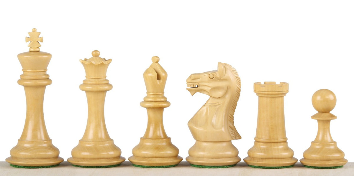 Pièces d'échecs Potish Head Ebony en bois d'ébène et de buis - Taille 3,75''