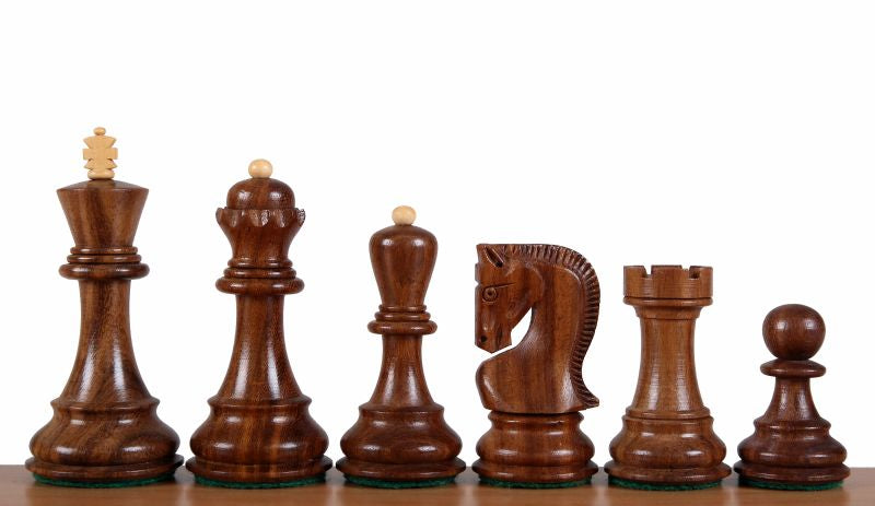 Pièces d'échecs Zagreb en bois d'acacia et de buis - Taille 3,50''